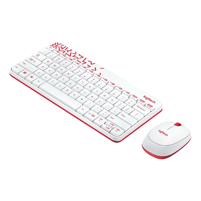 Logitech MK240 Nano Wireless Keyboard and Mouse Combo (White and Red) - Image 3
