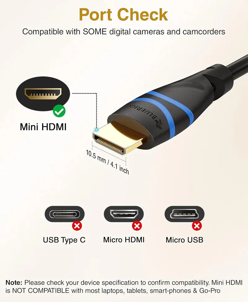BlueRigger High Speed 4K Mini HDMI To HDMI Cable (6 Feet) - Image 4