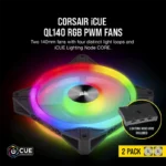 Corsair iCue QL140 RGB 140mm Dual Fan Kit with Lighting Node CORE - Image 2