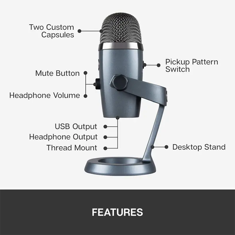 Logitech Blue Yeti Nano Premium Dual-Pattern USB Microphone (Shadow Grey) - Image 7