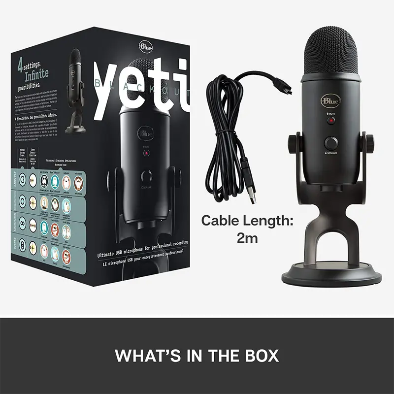 Logitech Blue Yeti Premium Multi-Pattern USB Microphone (Blackout) - Image 6