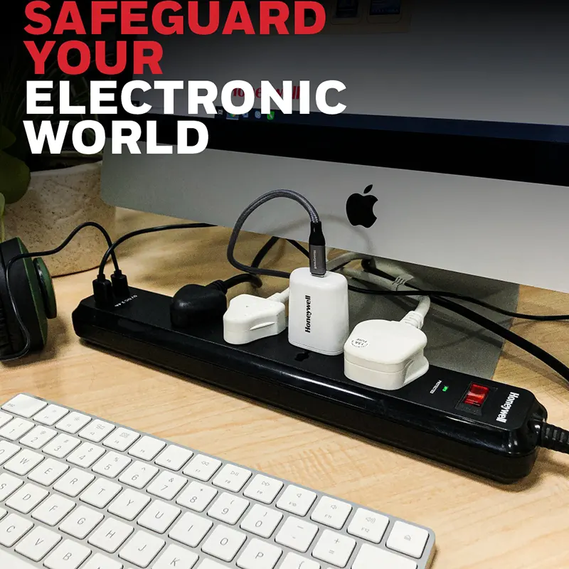Honeywell 4 Socket Surge Protector with 2 USB Ports - Image 3