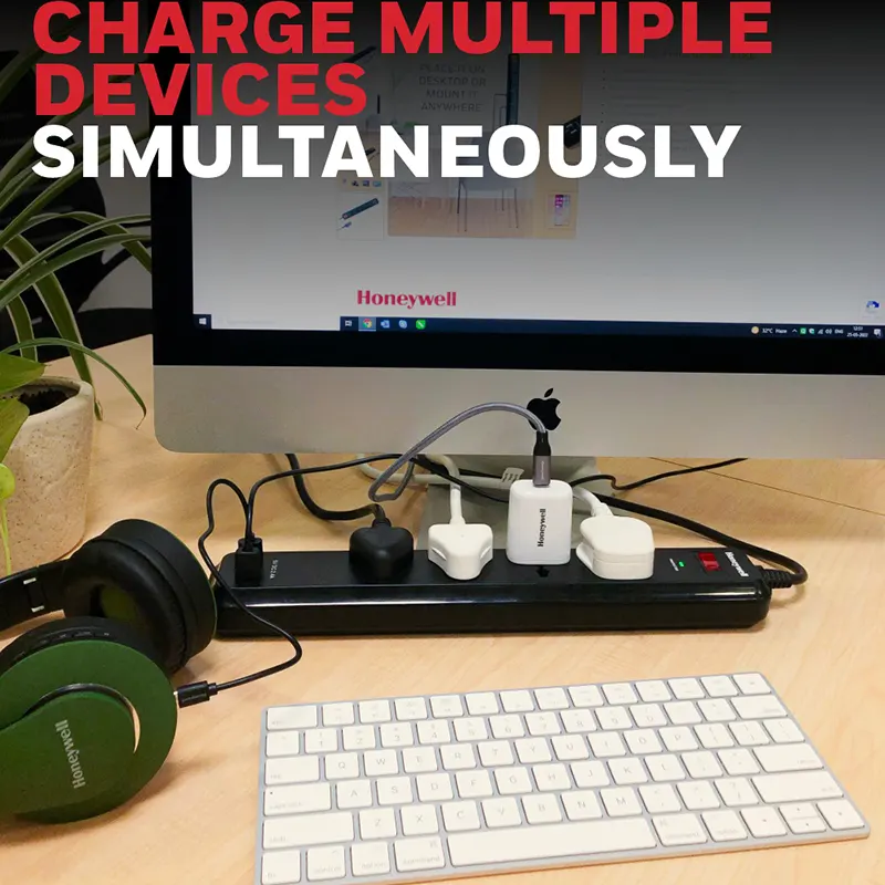 Honeywell 4 Socket Surge Protector with 2 USB Ports - Image 4