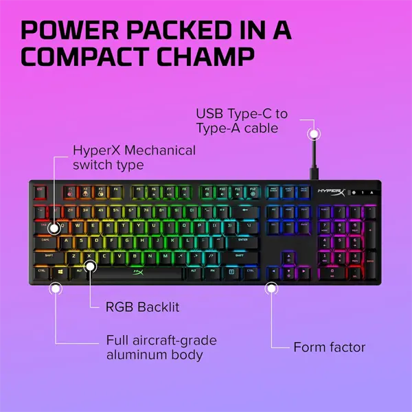 HyperX Alloy Origins Mechanical Gaming Keyboard (Aqua) - Image 6