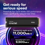 Crucial P510 1TB PCIe 5.0 NVMe M.2 SSD With Heatsink - Image 2