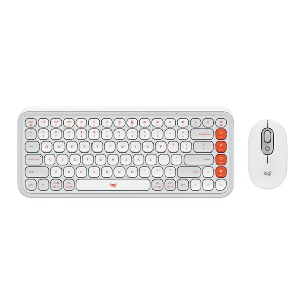 Logitech POP Icon Keyboard and Mouse Combo (Off White and Orange)